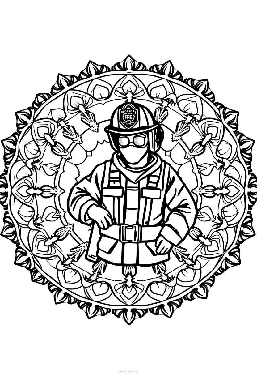 Firefighter coloring page for kids