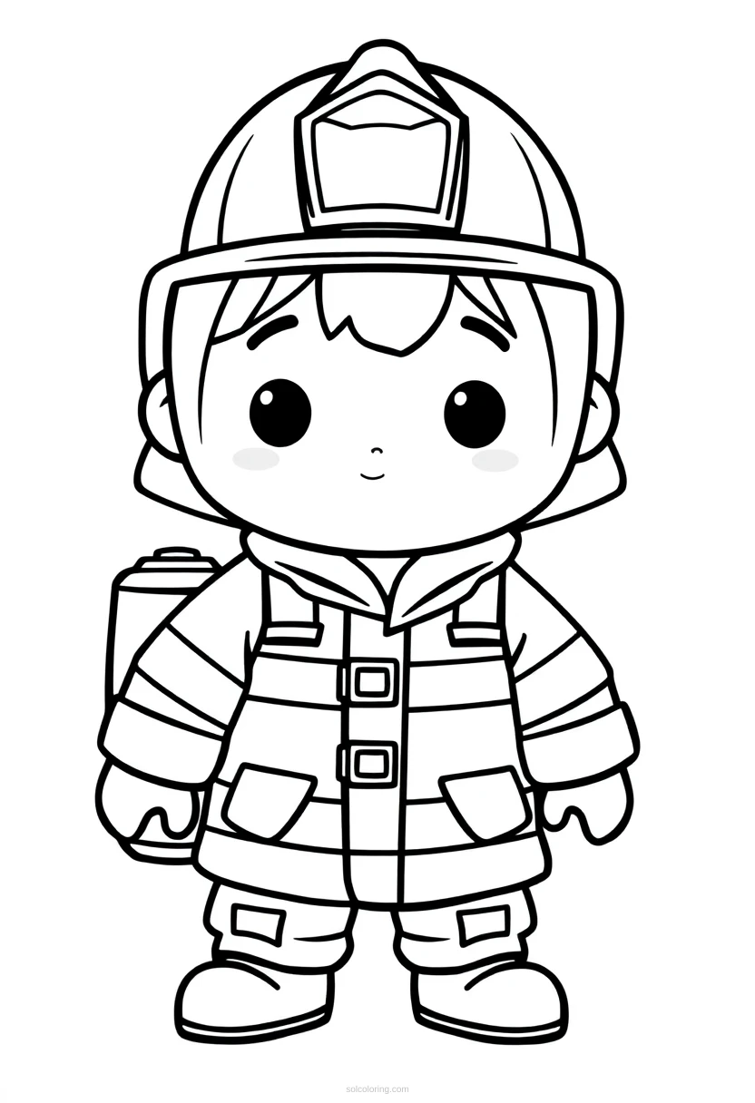Firefighter coloring page for kids