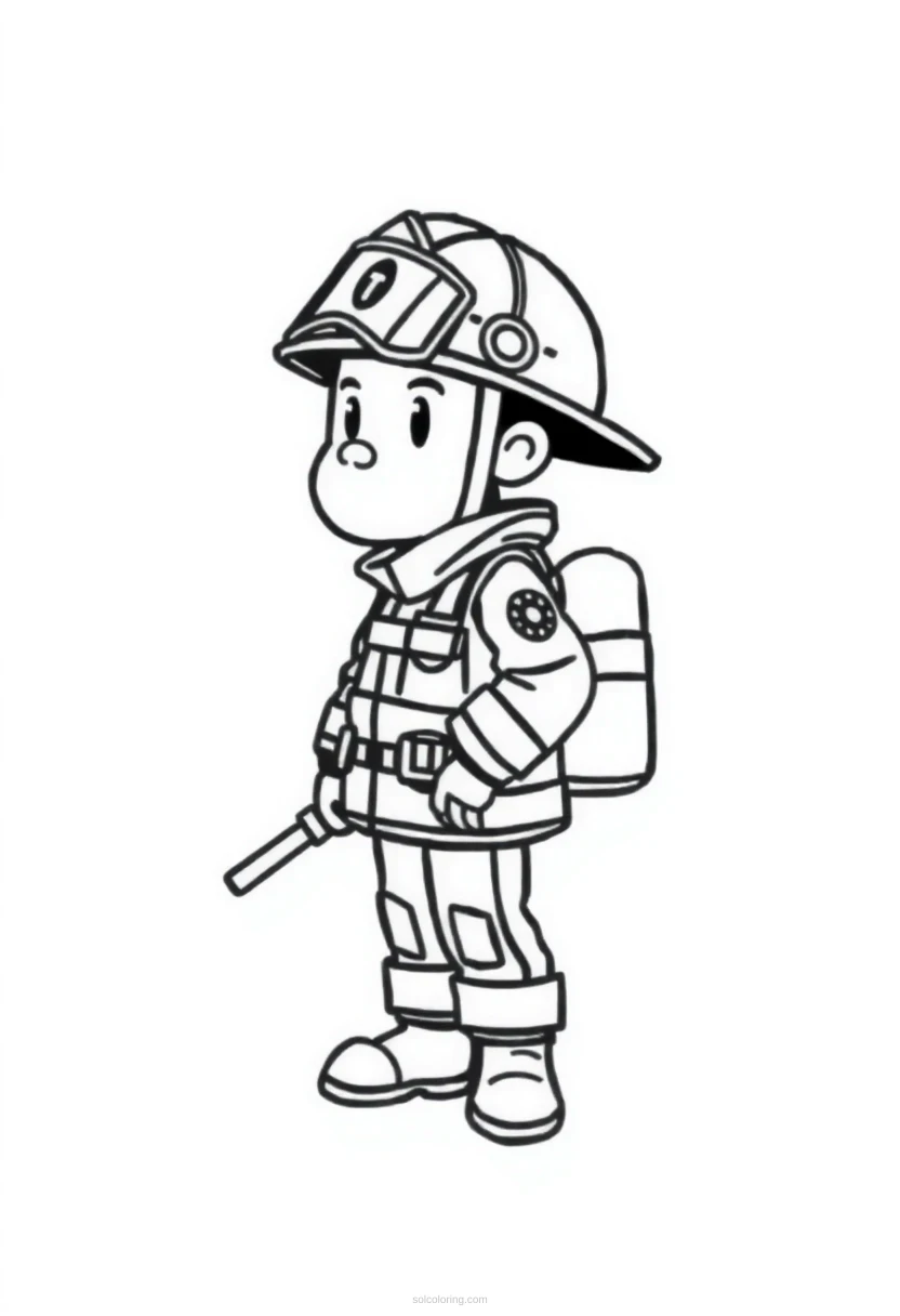 Firefighter Simple coloring page for kids