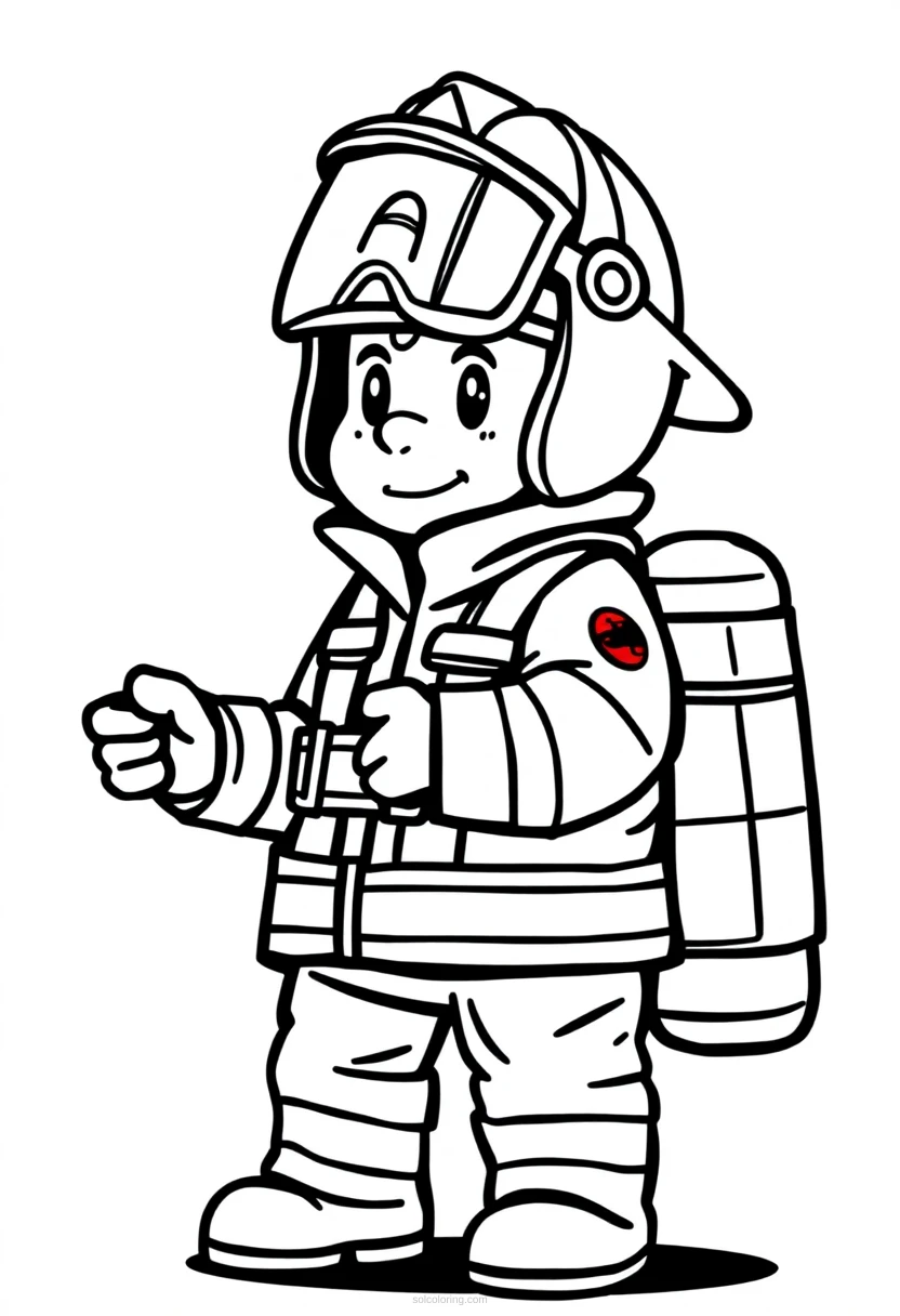 Firefighter coloring page for kids