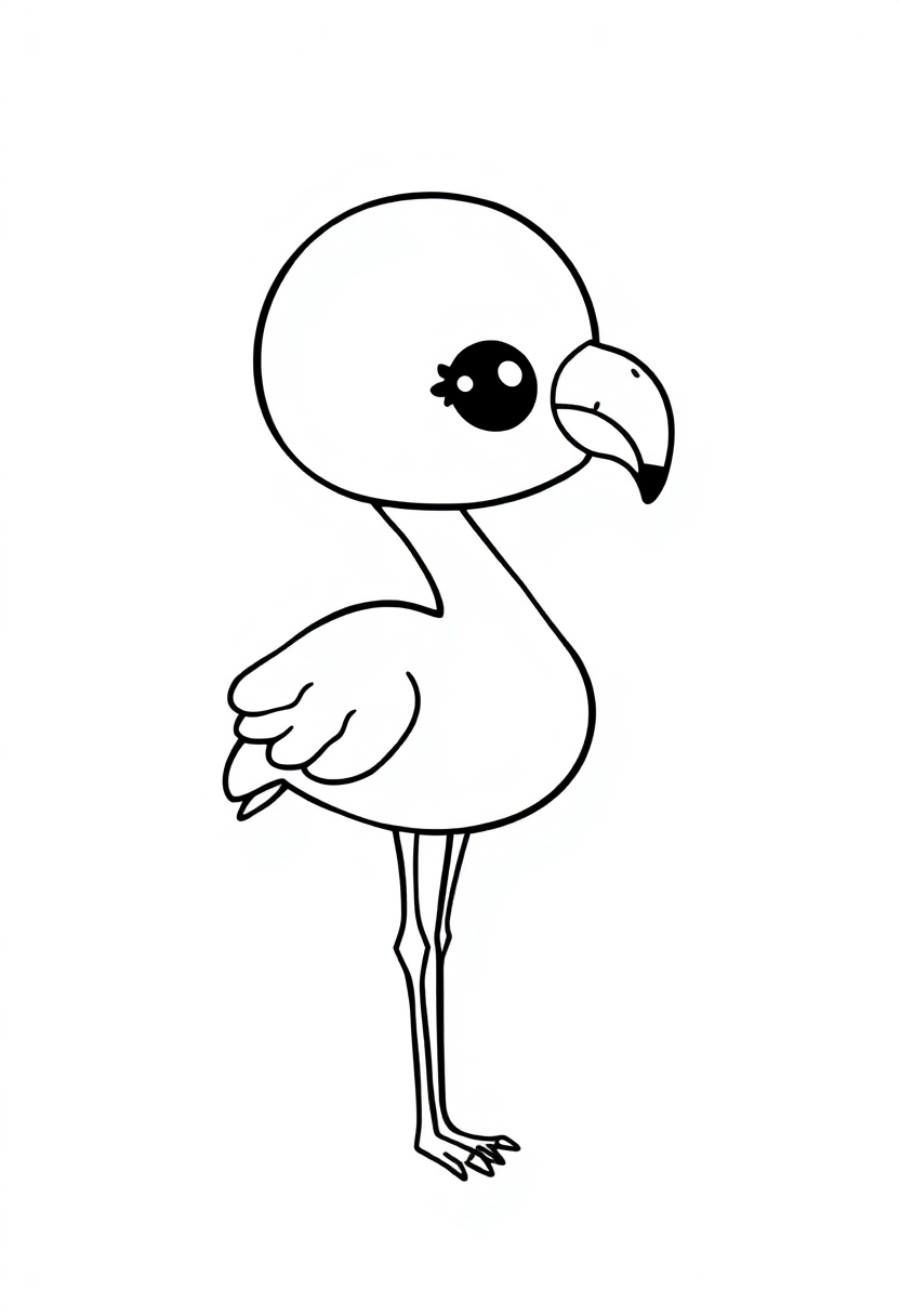 Flamingo coloring page, free printable standard style for kids and adults