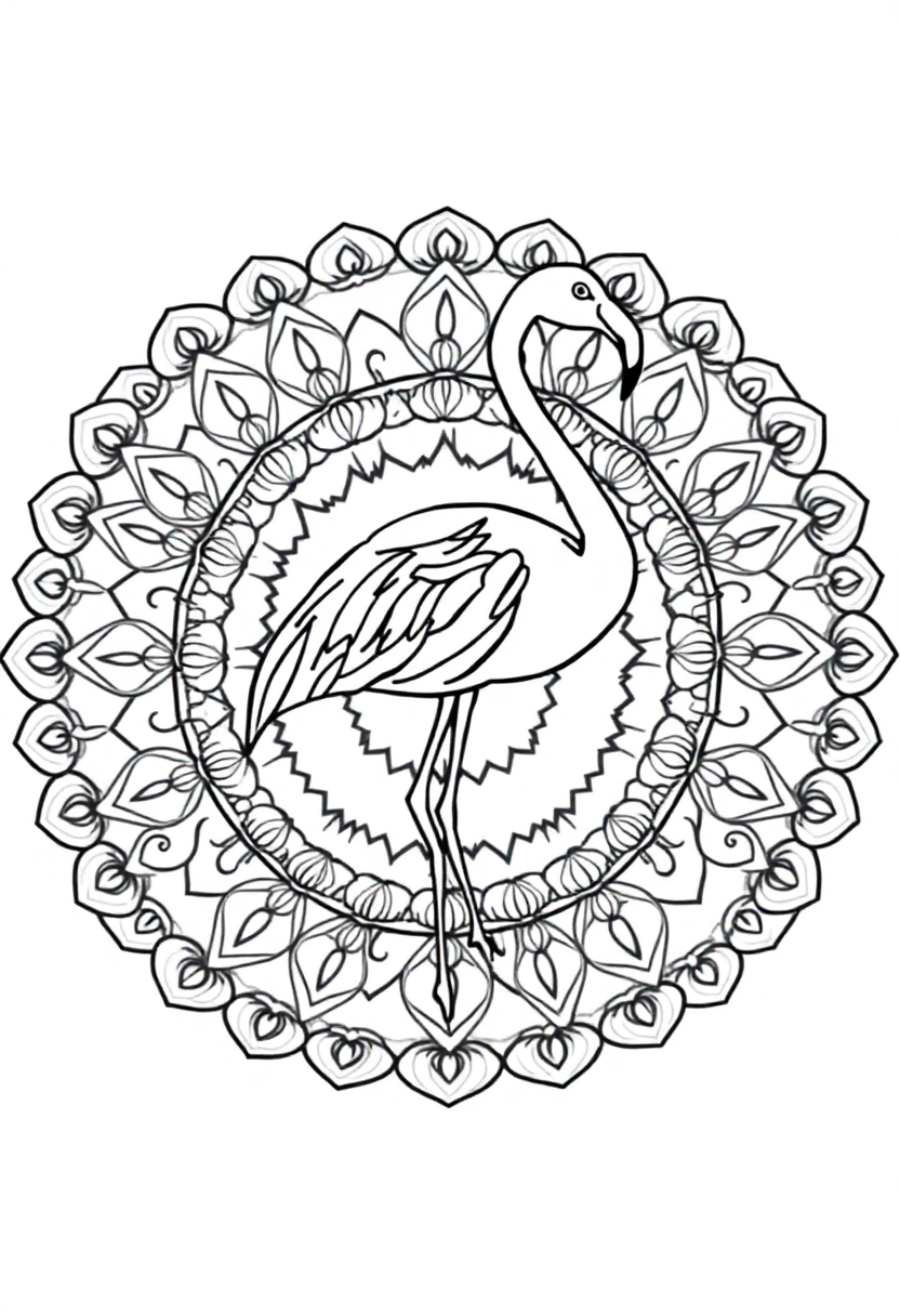 Flamingo coloring page, free printable