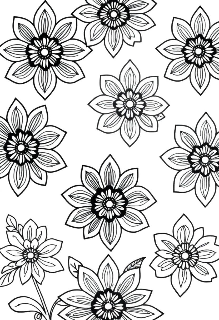 Floral Zentangle Designs coloring page, free printable