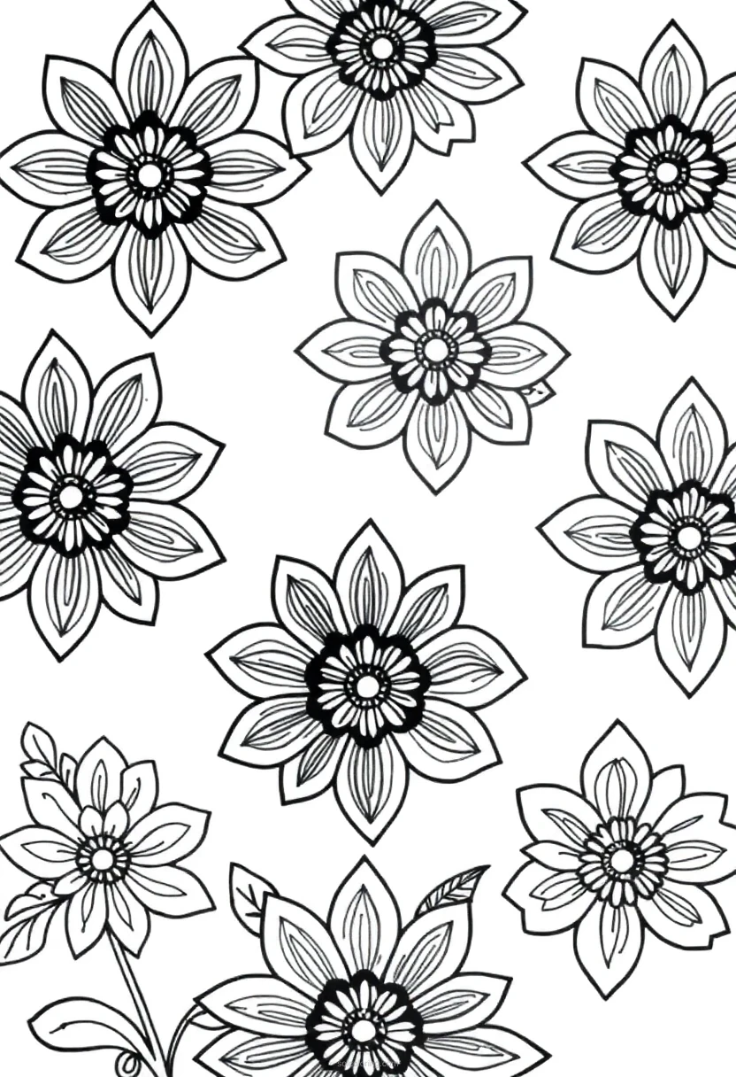 Floral Zentangle Designs coloring page for kids