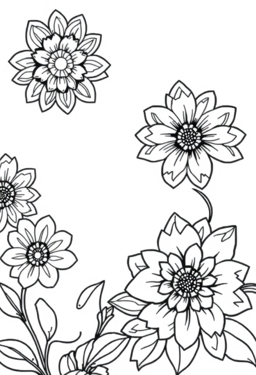 Floral Zentangle Designs coloring page, free printable