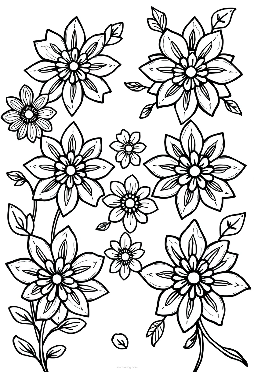 Floral Zentangle Designs coloring pages