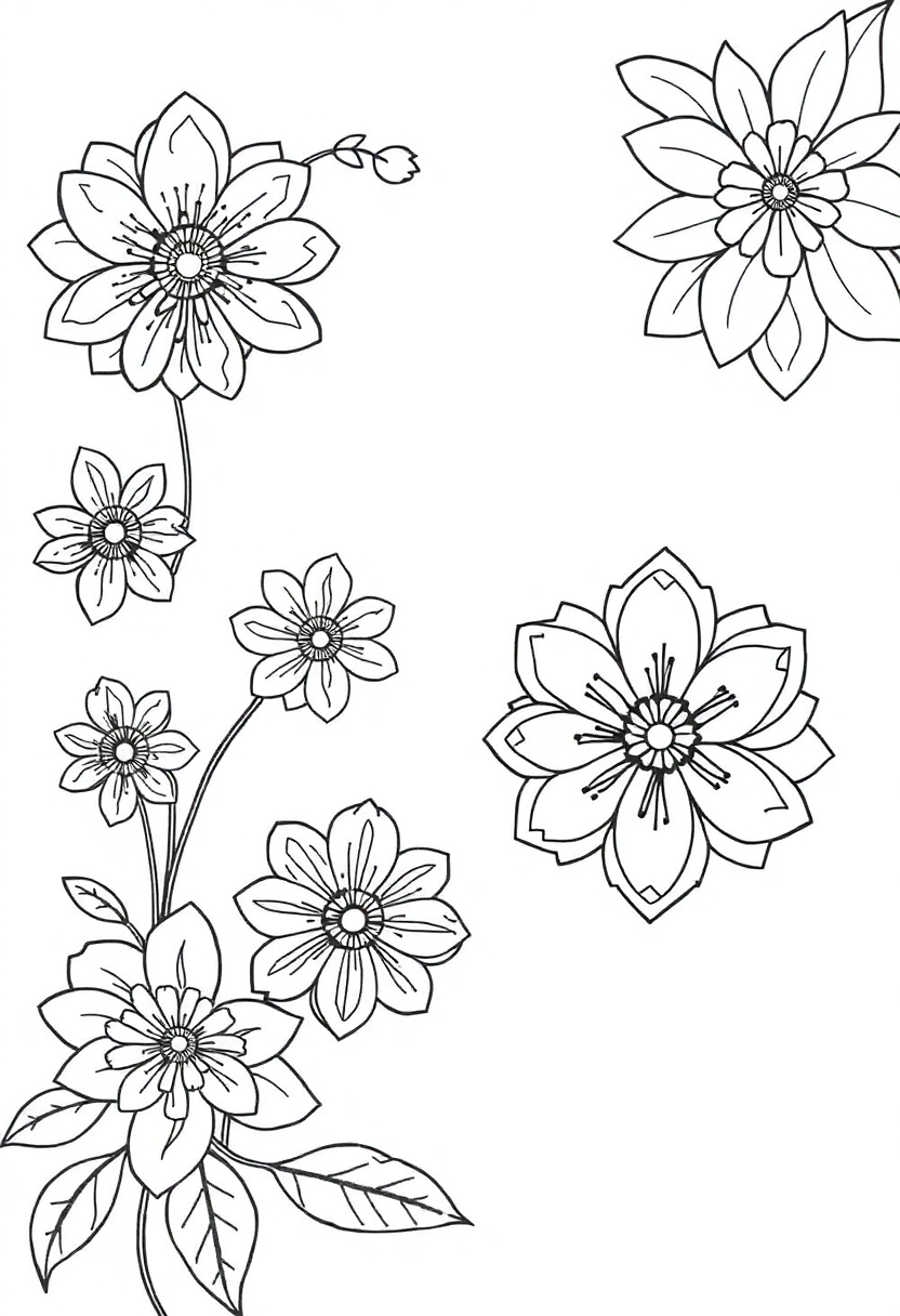 Floral Zentangle Designs coloring page, free printable