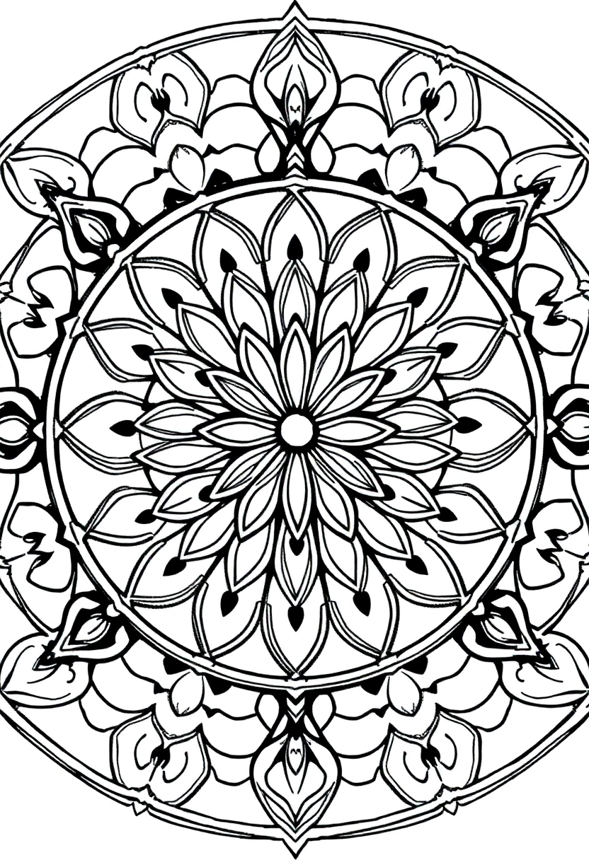 Flower of Life Pattern coloring page for kids