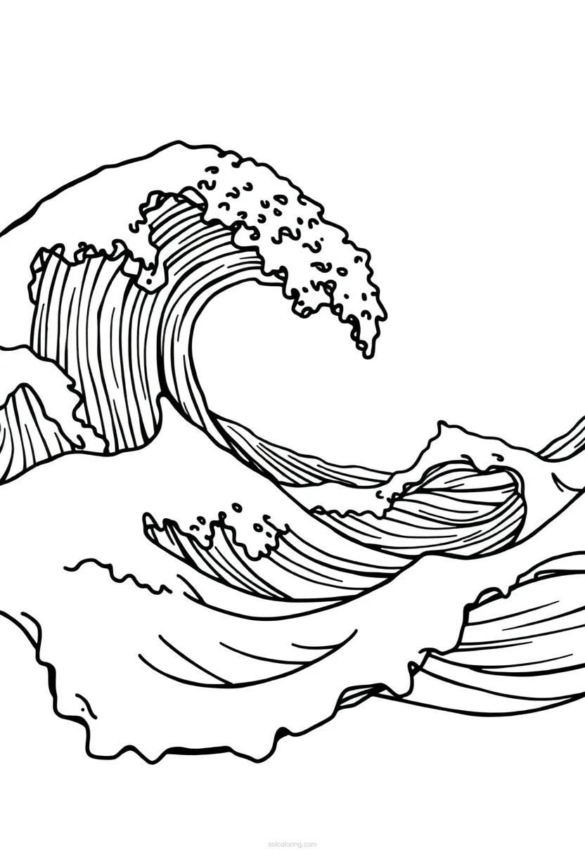 Flowing Ocean Waves coloring page for kids