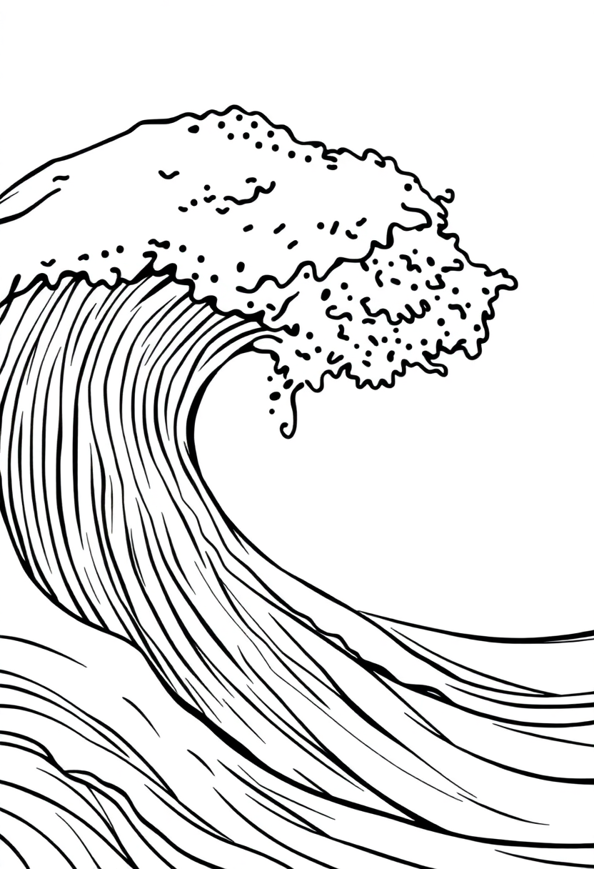 Flowing Ocean Waves coloring page, free printable