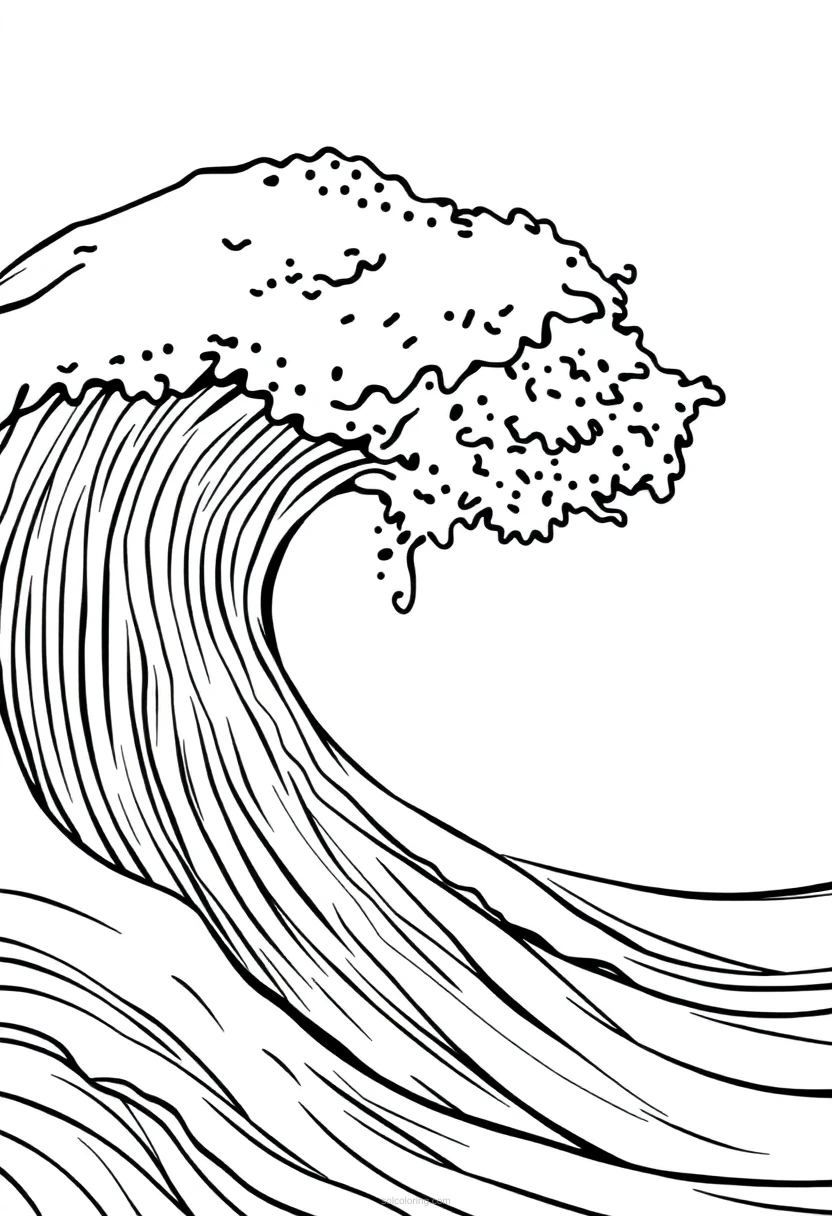 Flowing Ocean Waves coloring page for kids