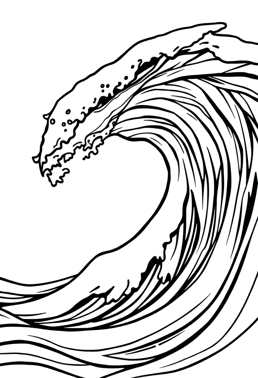 Flowing Ocean Waves coloring page, free printable
