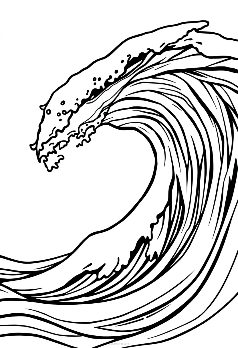 Flowing Ocean Waves coloring page for kids