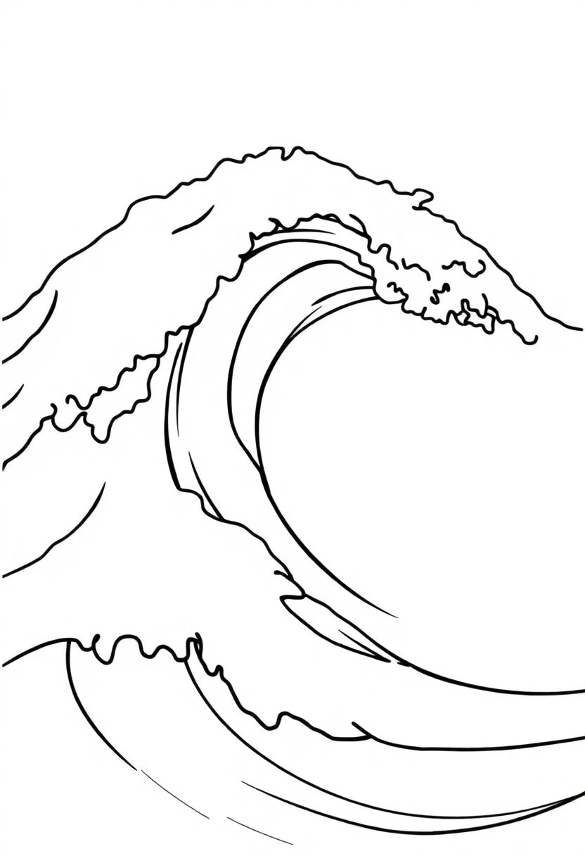 Flowing Ocean Waves coloring page, free printable