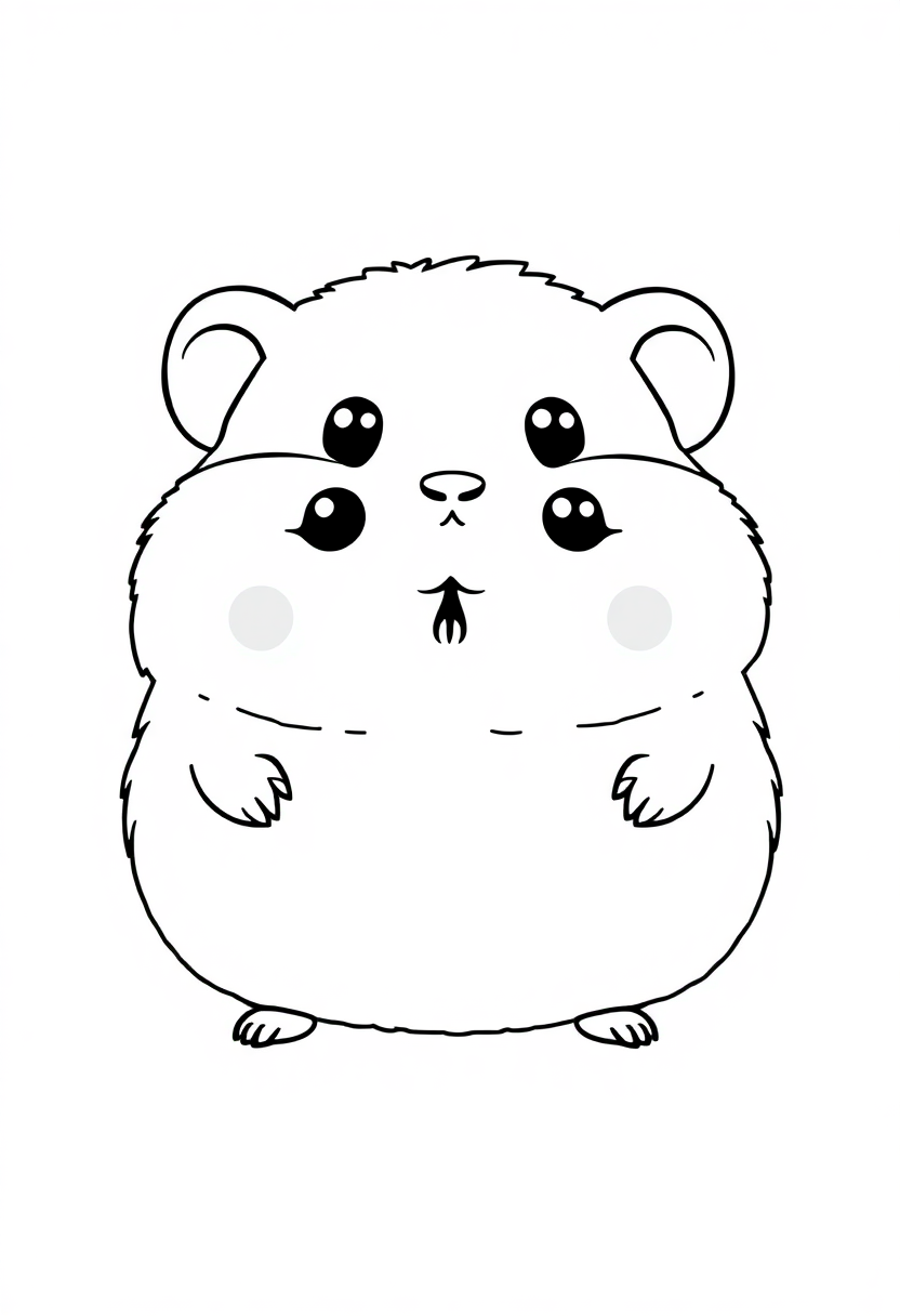Fluffy Hamster coloring page, free printable