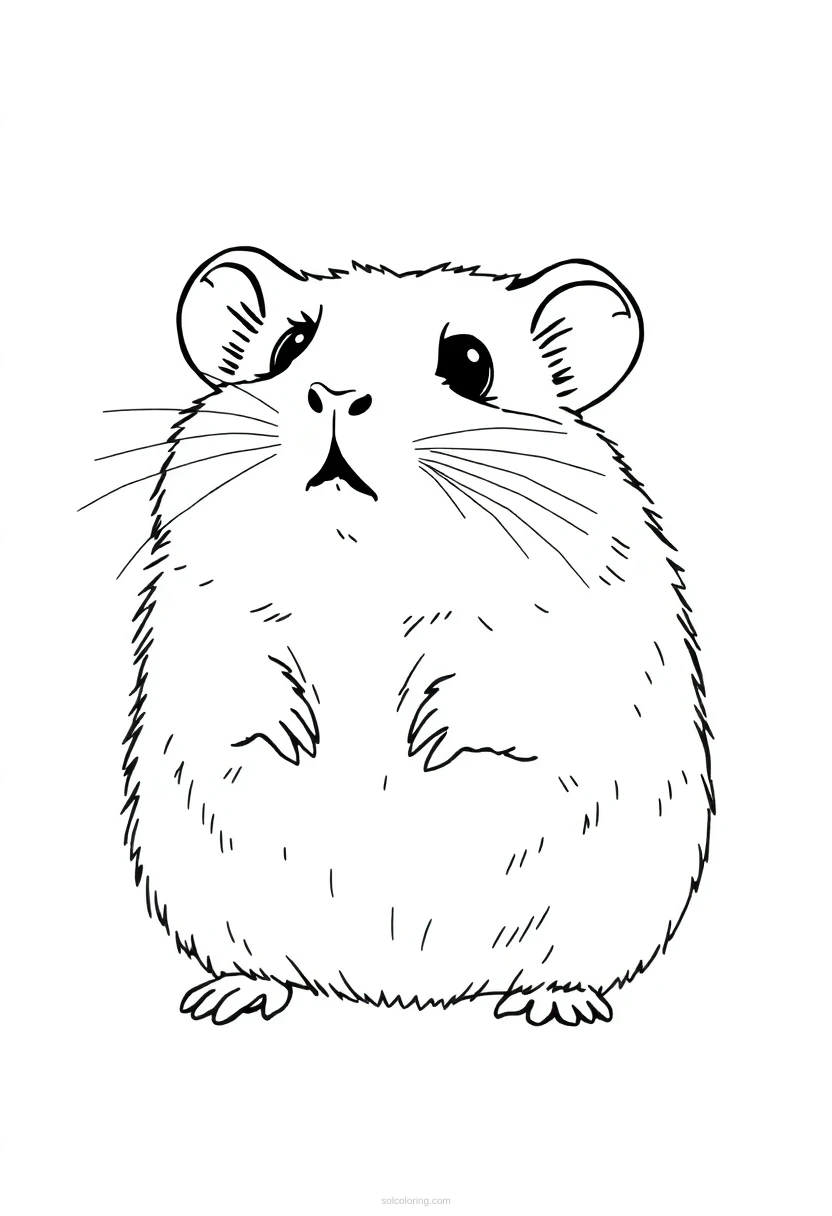 Fluffy Hamster coloring page for kids