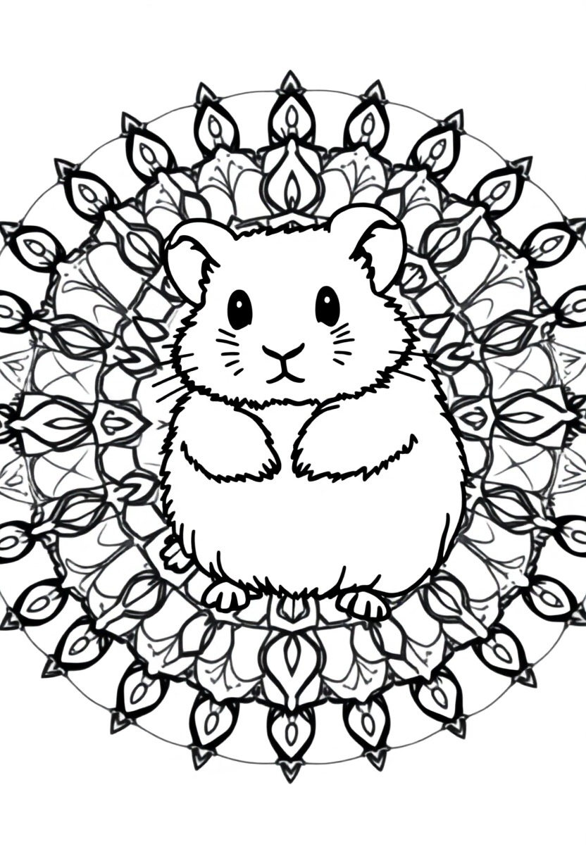 Fluffy Hamster coloring page, free printable