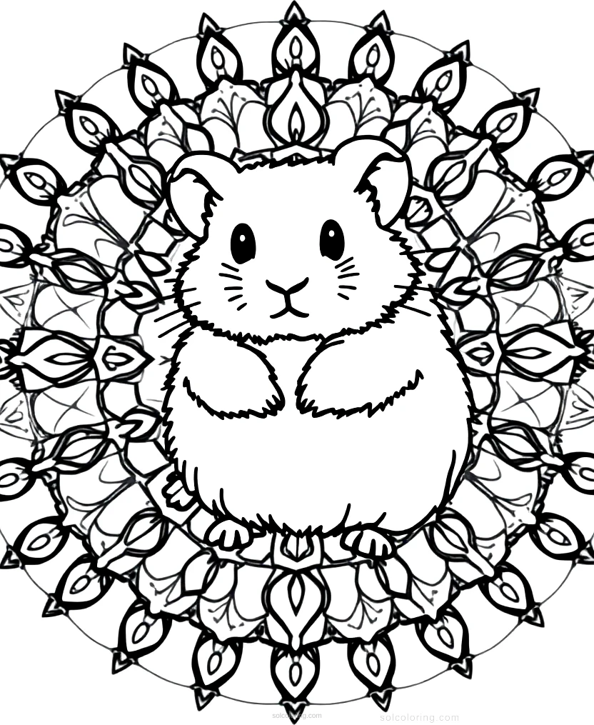 Fluffy Hamster coloring page for kids