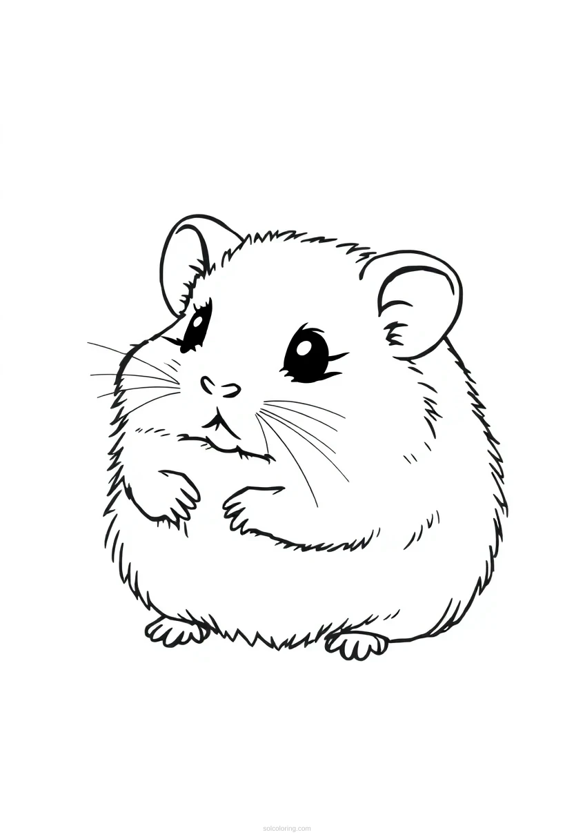 Fluffy Hamster coloring page for kids