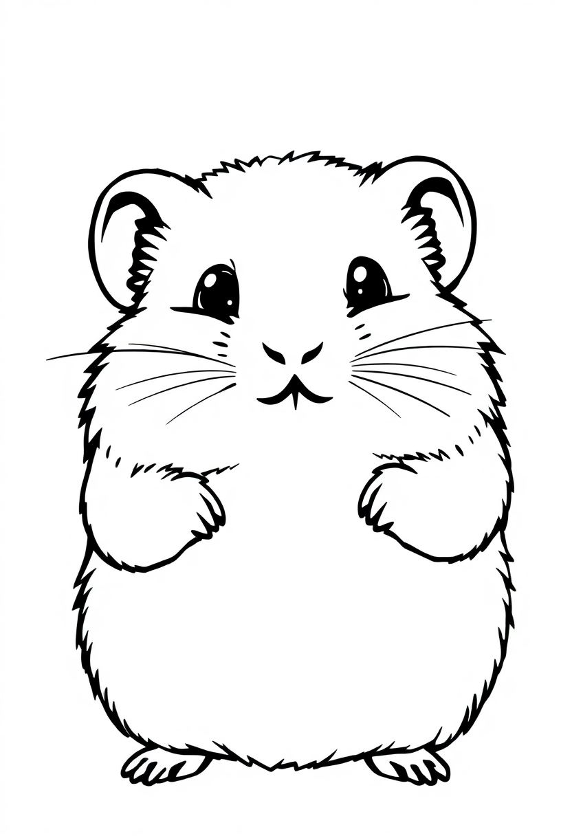 Fluffy Hamster coloring page, free printable