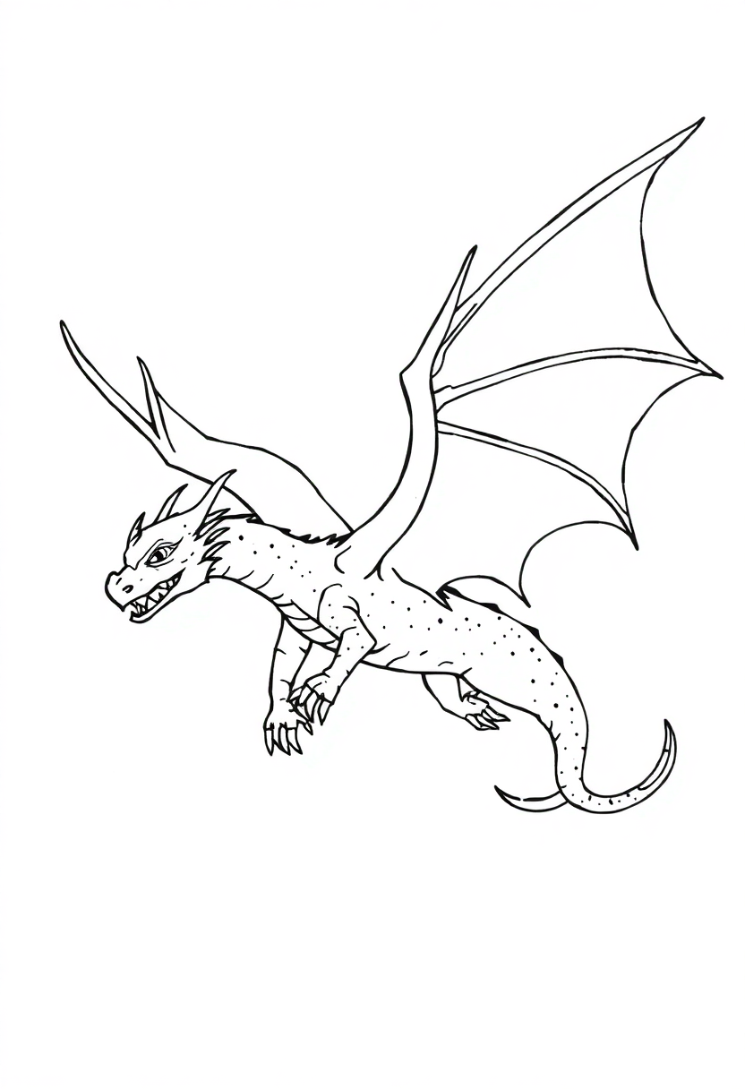 Flying Dragon coloring page, free printable