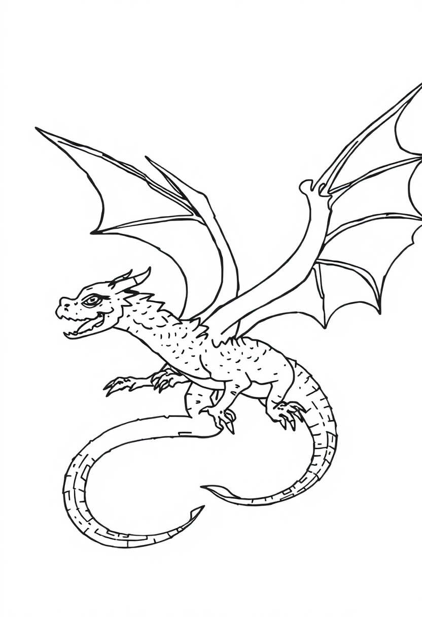 Flying Dragon coloring page, free printable