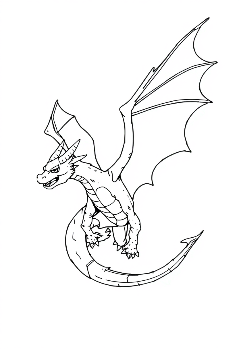 Flying Dragon coloring page, free printable