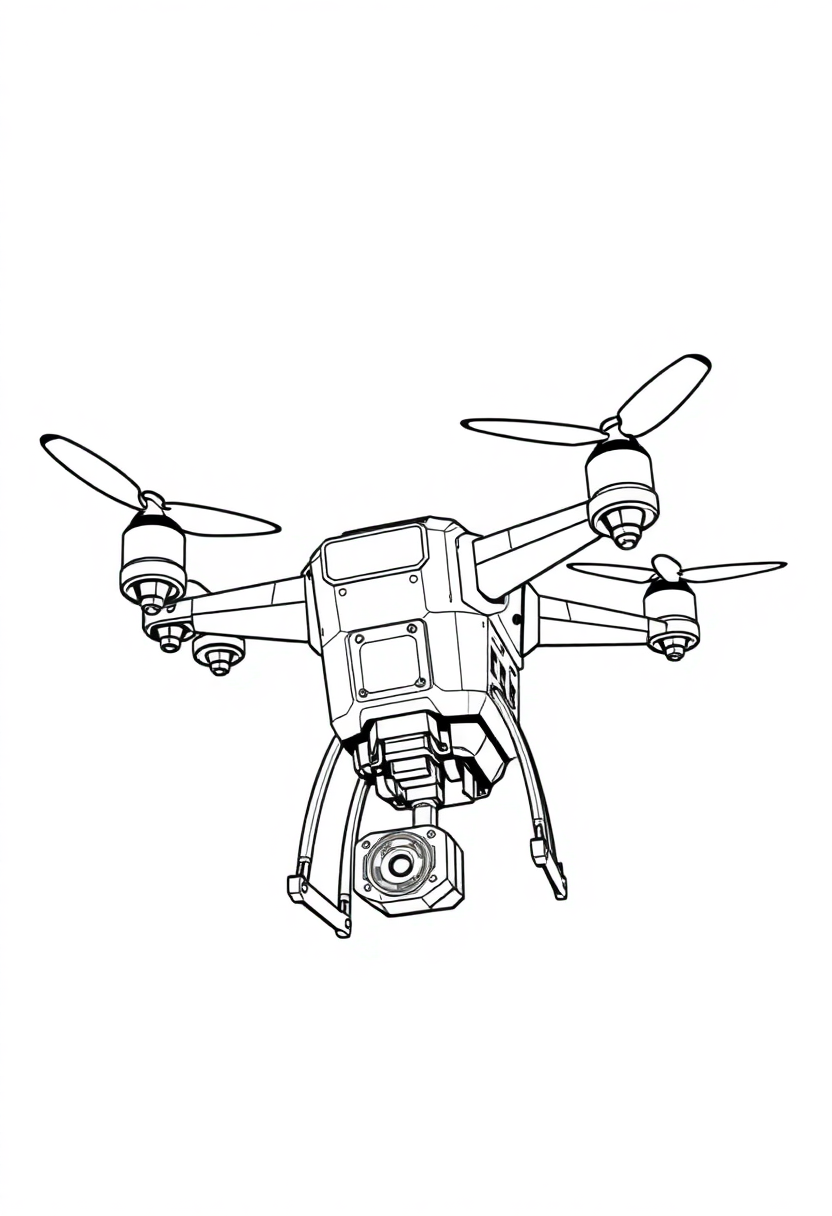 Flying Drone Robot coloring page, free printable