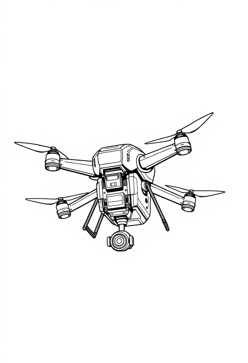 Flying Drone Robot coloring page, free printable
