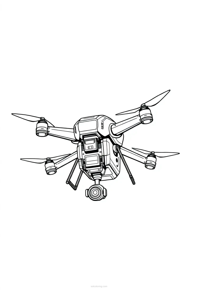 Flying Drone Robot coloring page for kids