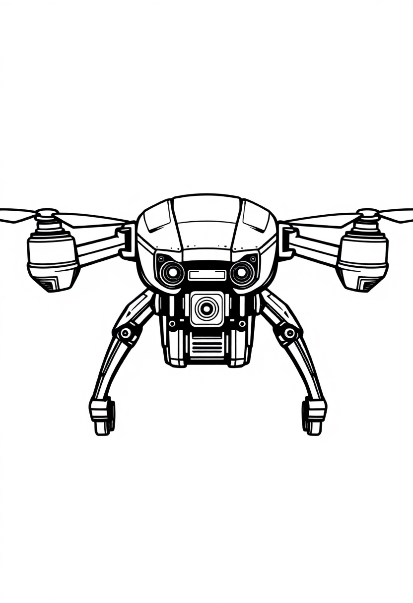Flying Drone Robot coloring page, free printable