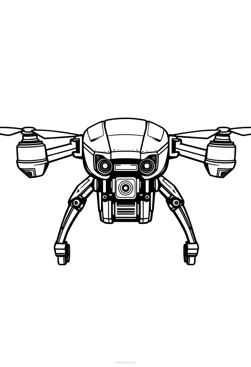 Flying Drone Robot coloring page for kids
