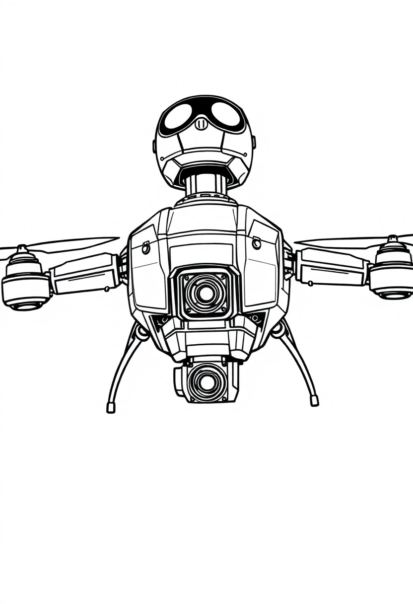 Flying Drone Robot coloring pages