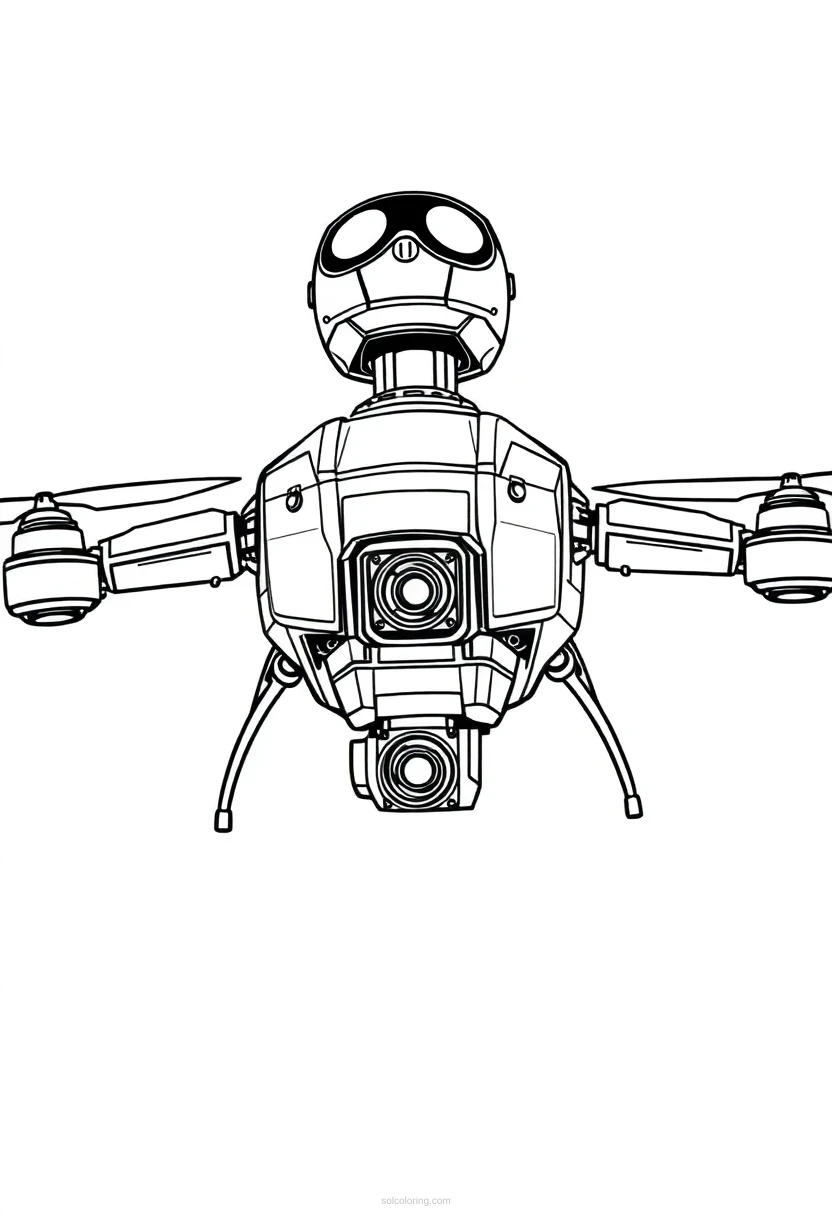 Flying Drone Robot coloring pages
