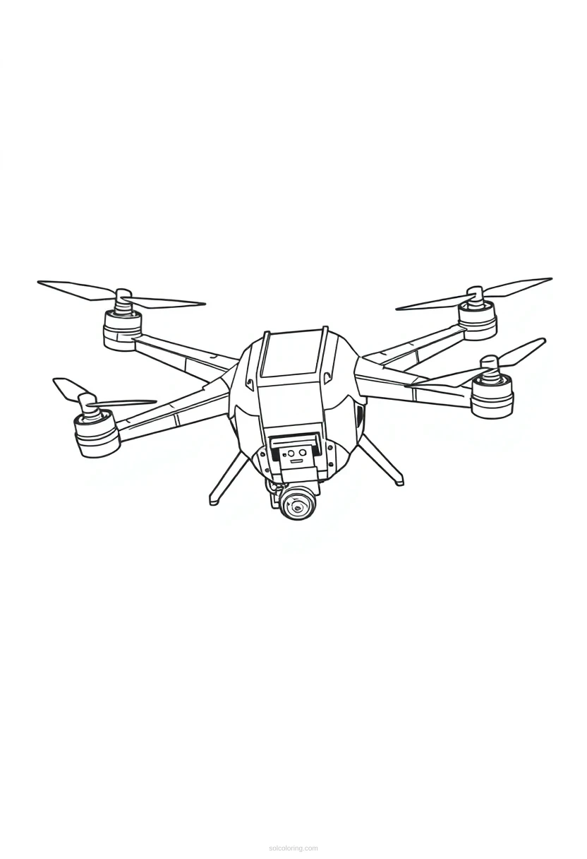 Flying Drone Robot coloring page for kids