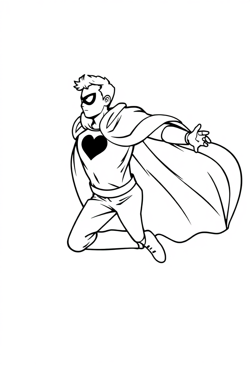 Flying Hero With Cape coloring pages