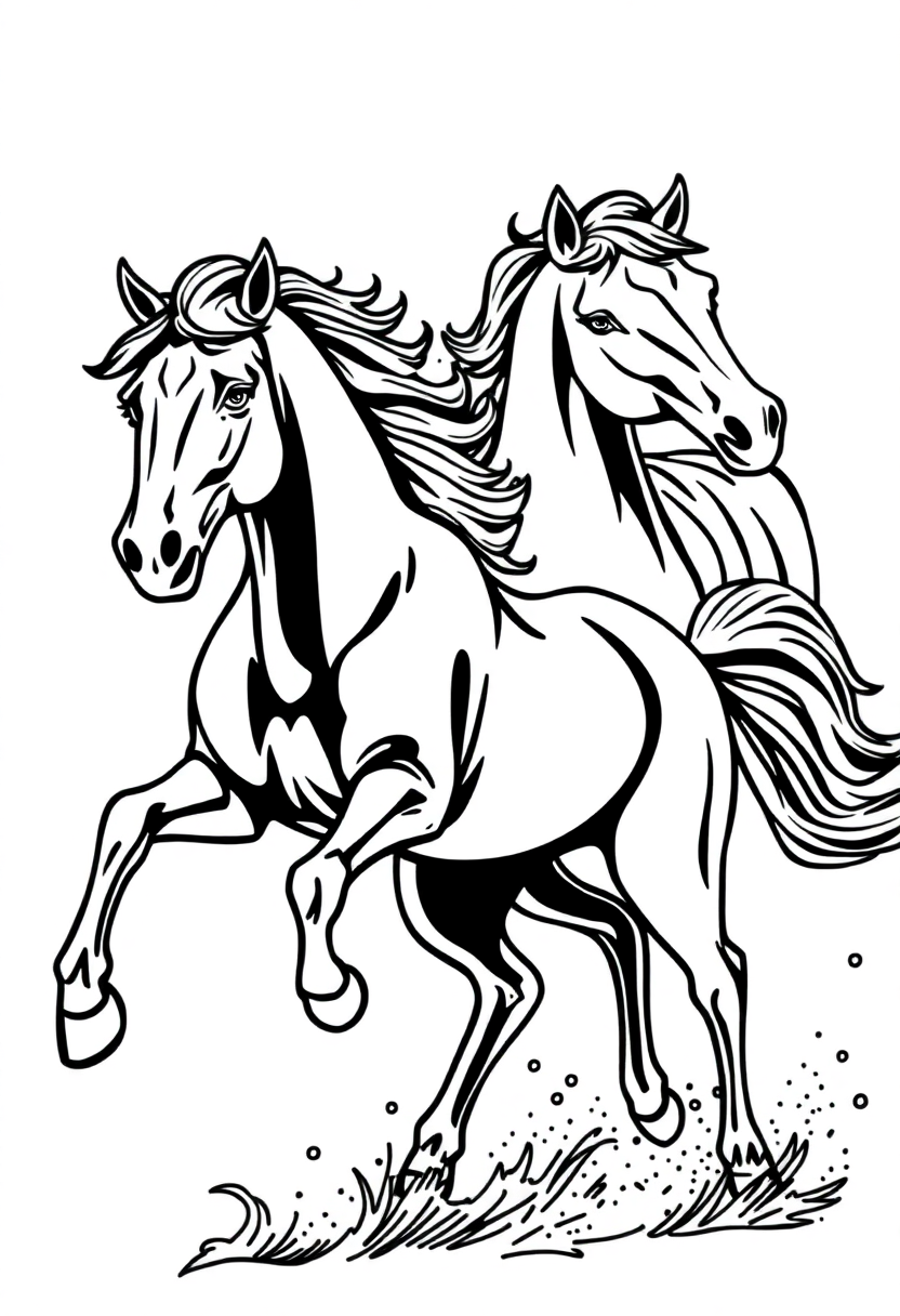 Flying Horses coloring page for kids