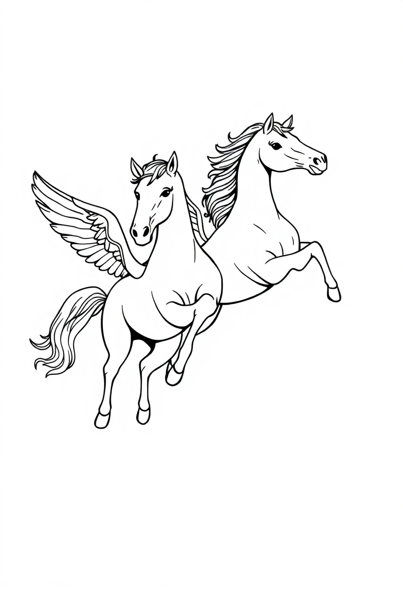 Flying Horses coloring page for kids