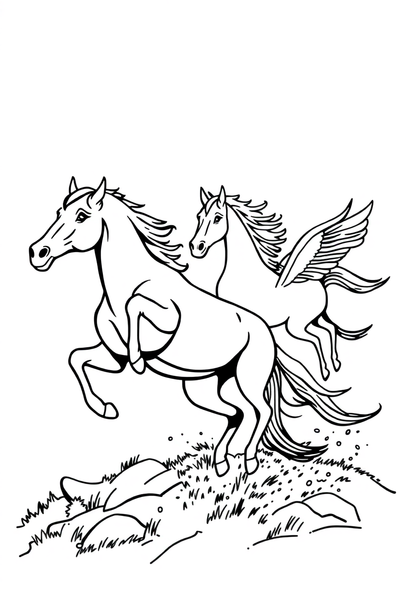 Flying Horses coloring pages