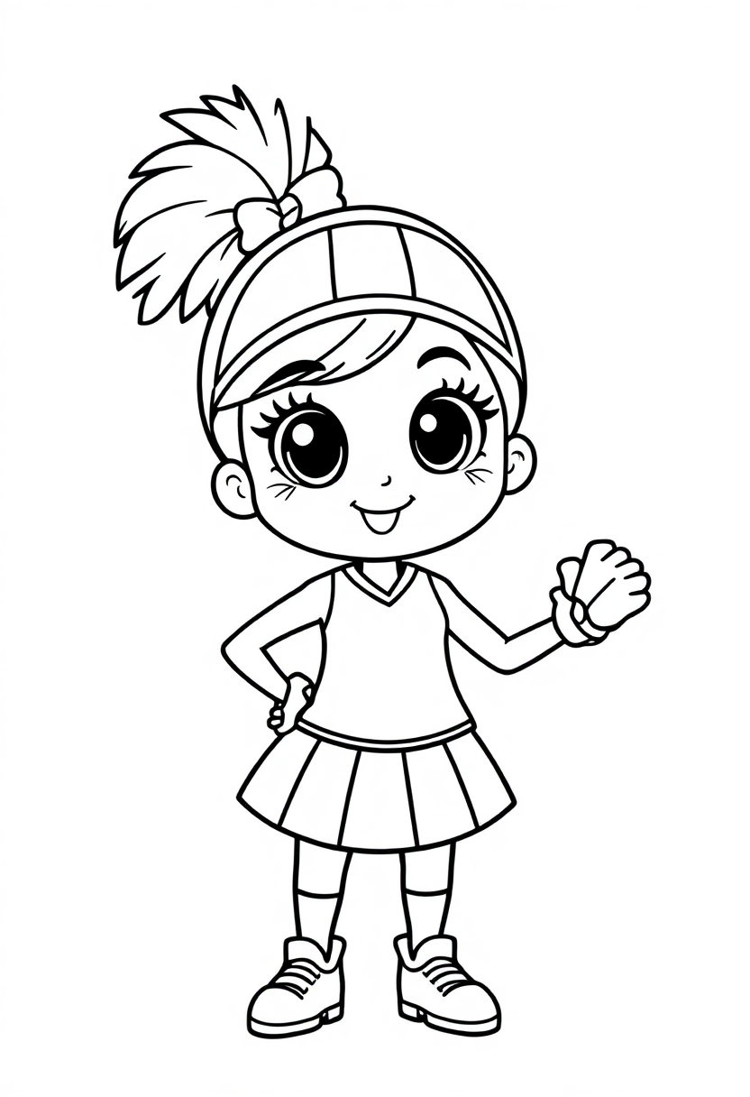Football Cheerleader coloring page, free printable