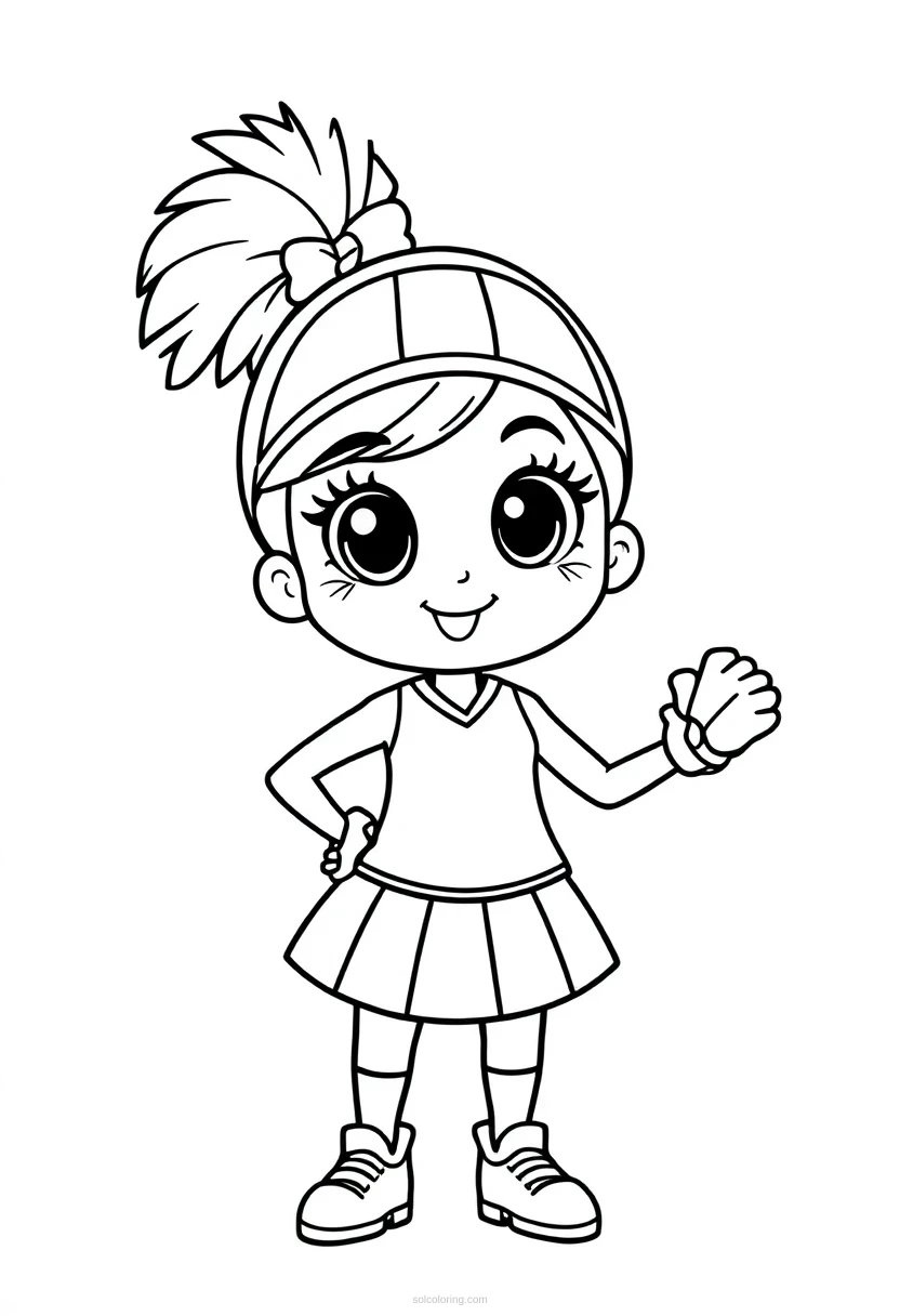 Football Cheerleader coloring page for kids