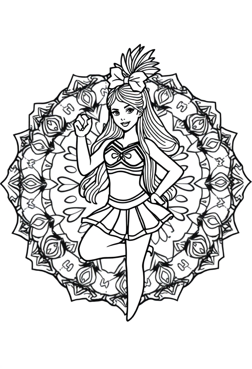 Football Cheerleader coloring page, free printable
