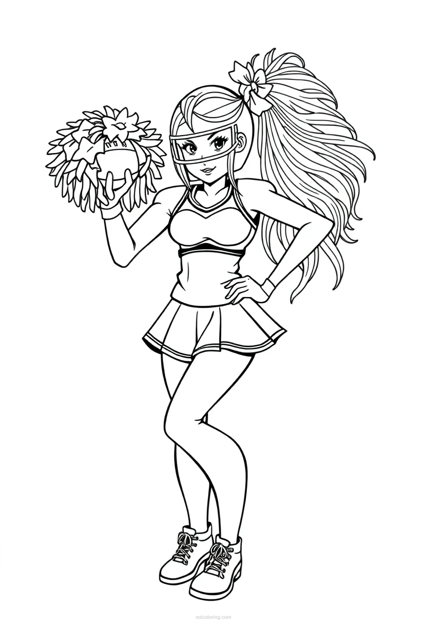 Football Cheerleader coloring page for kids
