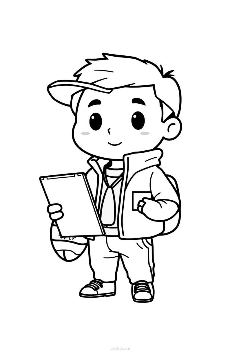Football Coach with Clipboard coloring page for kids