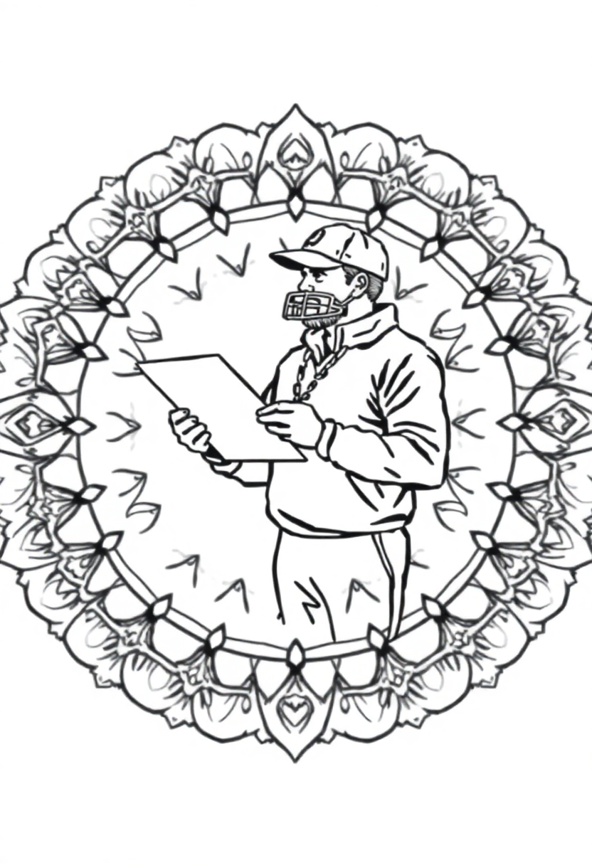 Football Coach with Clipboard coloring page, free printable