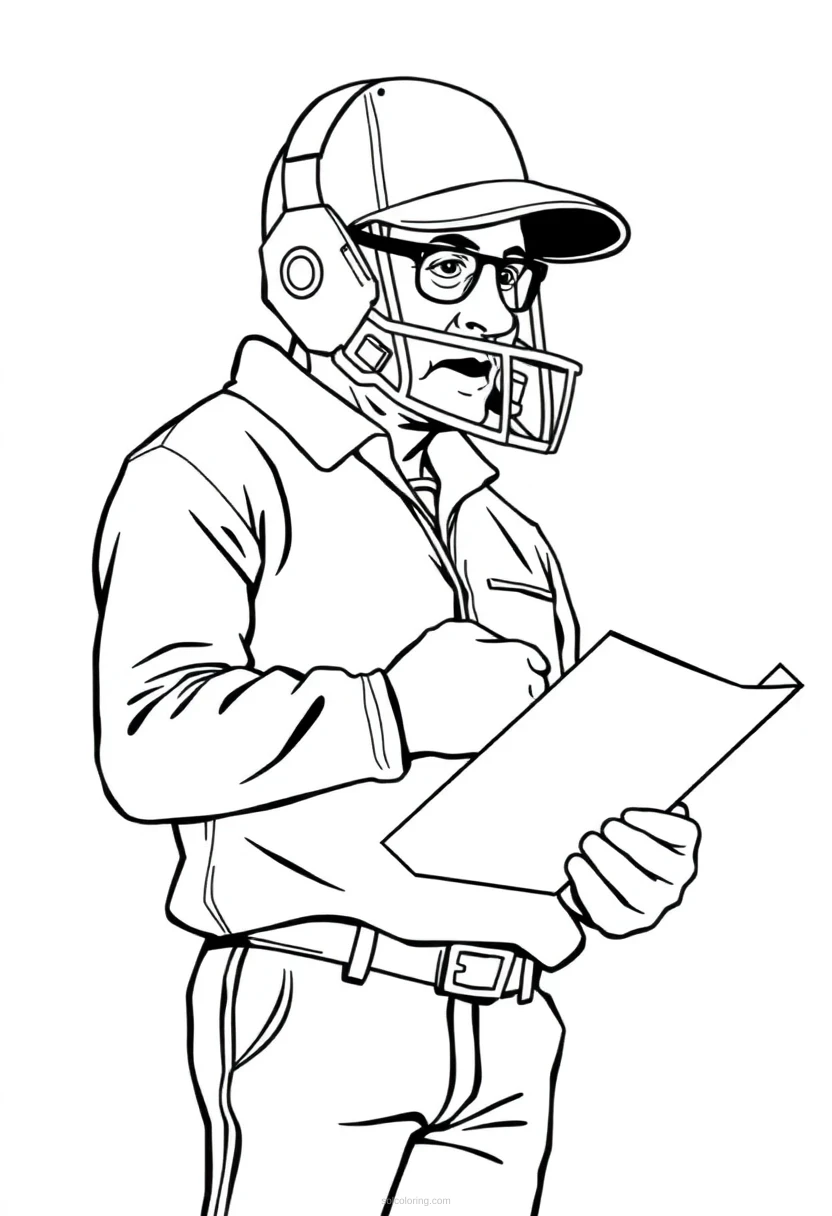 Football Coach With Clipboard coloring page for kids
