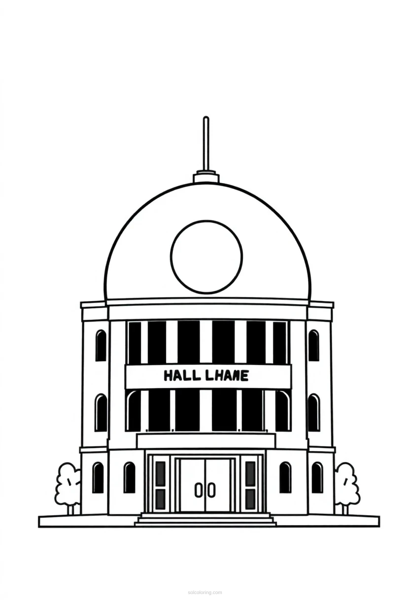 Football Hall of Fame Building coloring page for kids