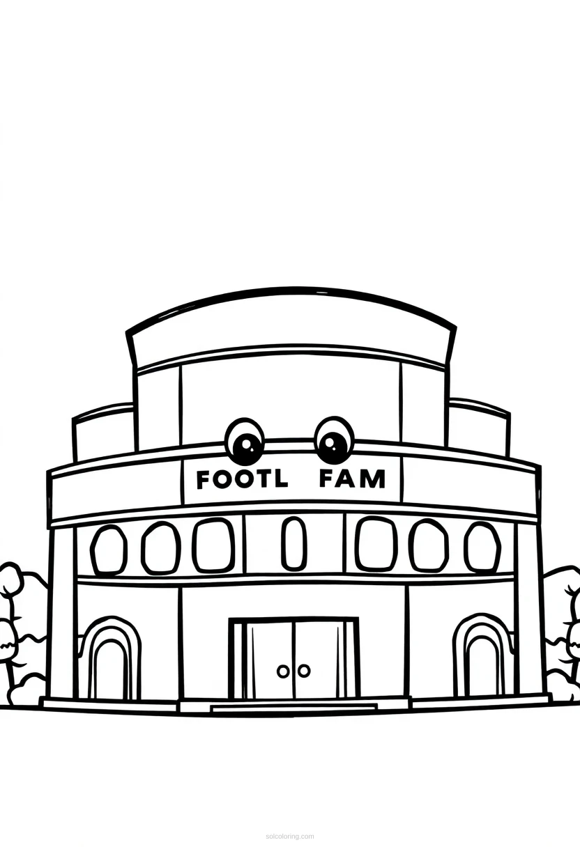 Football Hall of Fame Building coloring page for kids
