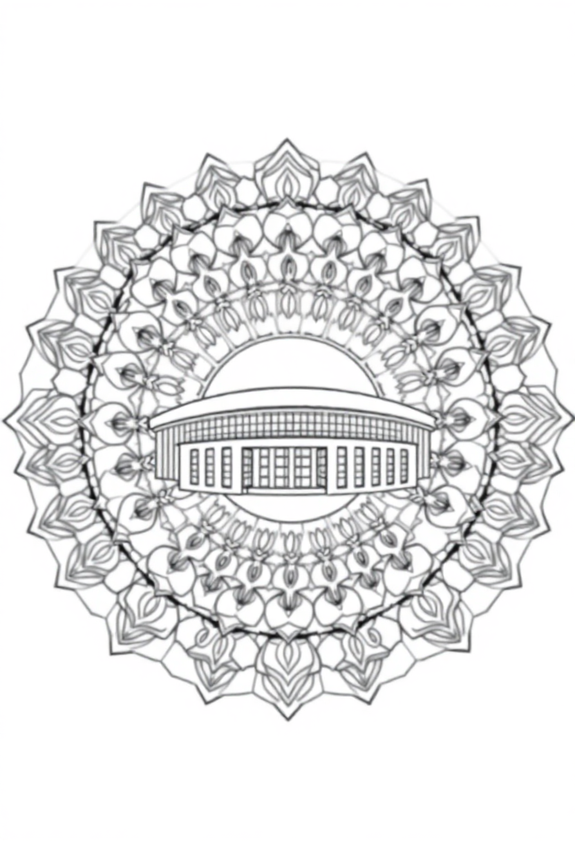 Football Hall of Fame Building coloring page, free printable