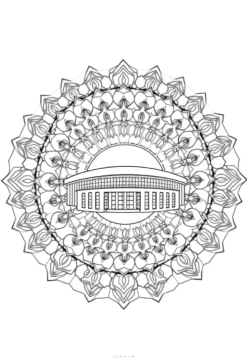 Football Hall of Fame Building coloring page for kids